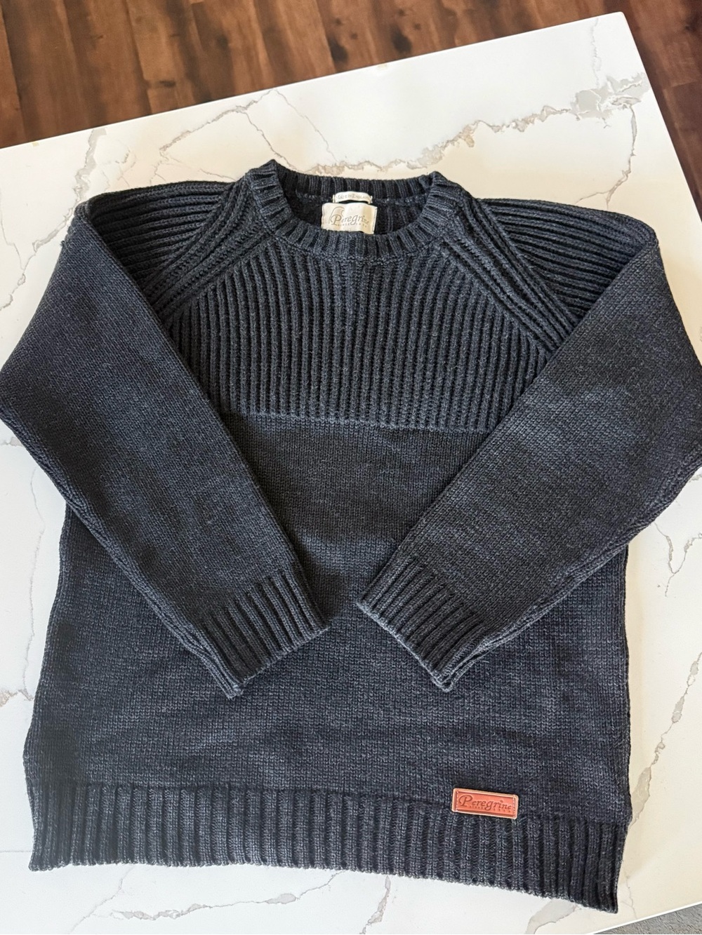 Peregrine Made in England 100% Pure New Wool Crewneck Sweater Charcoal Gray XXL